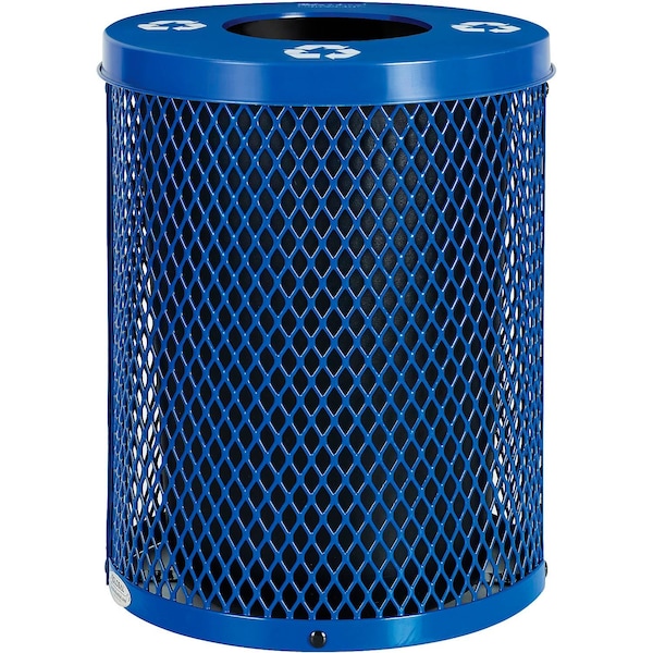 Global Industrial Outdoor Diamond Steel Recycling Can w/Flat Lid, 36 Gallon, Blue 261958BL - main